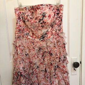 WHBM Size 14 strapless coral/pink dress.